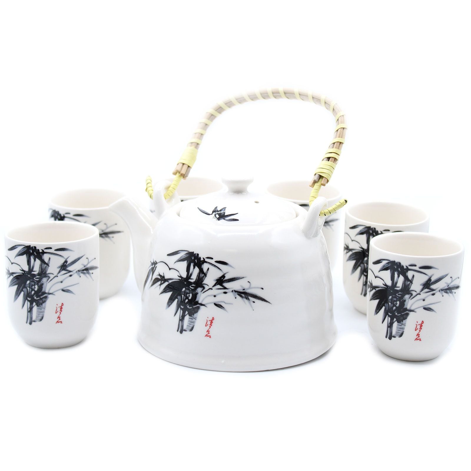 Herbal Teapot Set - White Stone Oriental Design