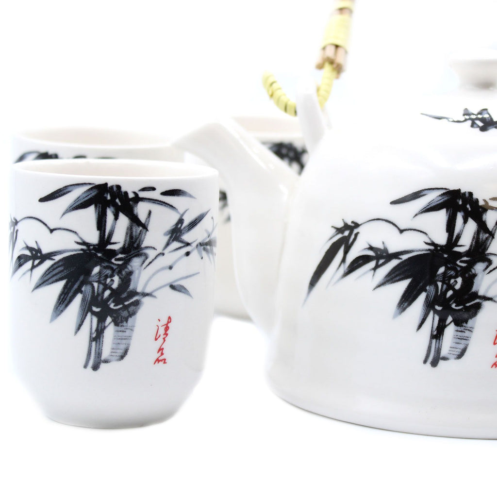Herbal Teapot Set - White Stone Oriental Design