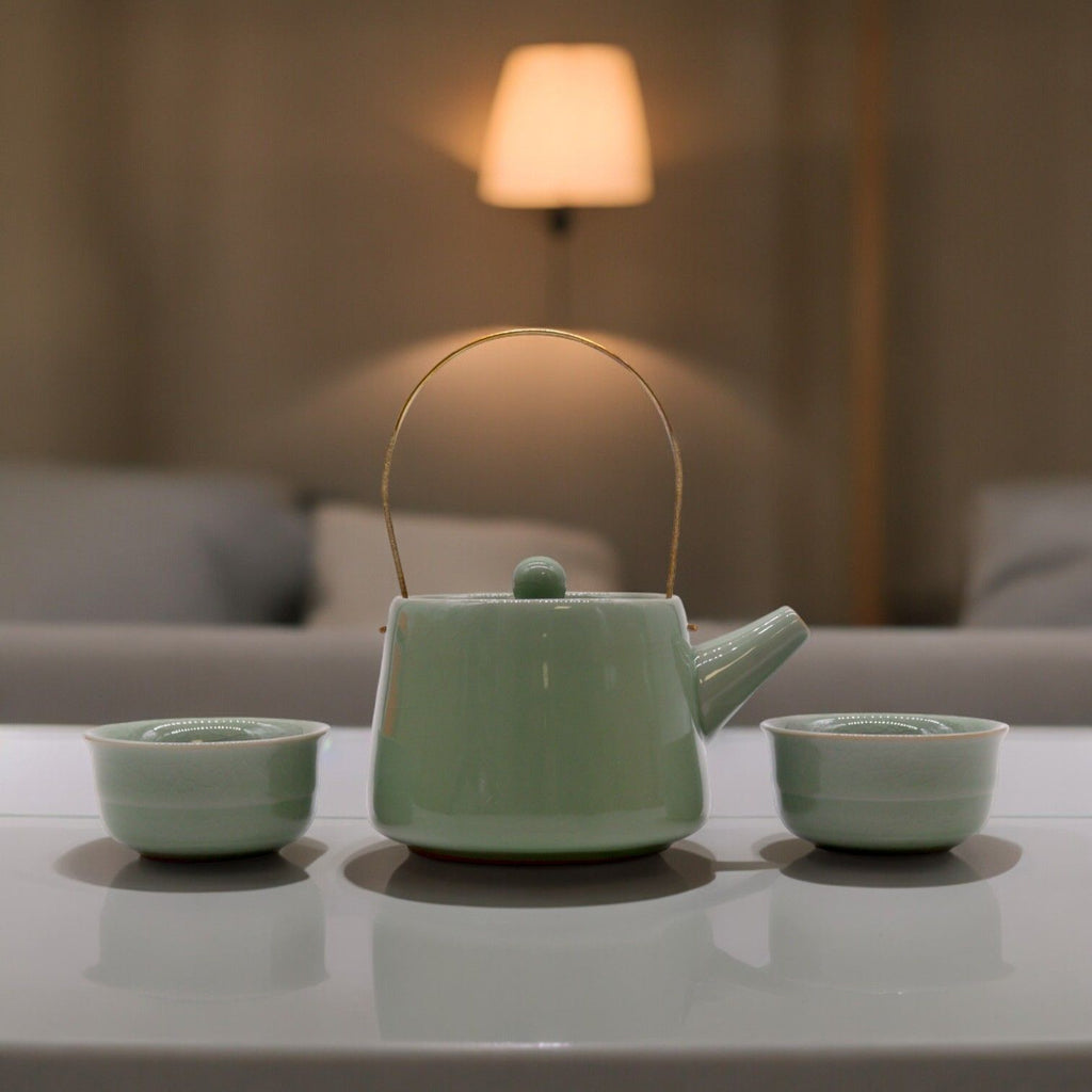 Herbal Brand Jade Teapot Set - Pot & Two Cups