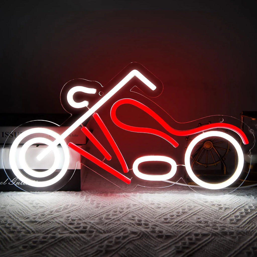 Retro Chopper Motorcycle Neon Sign Dimmable LED Neon Light for Man Cave Garage Biker Bar Game Room Bedroom Wall Decor USB Power