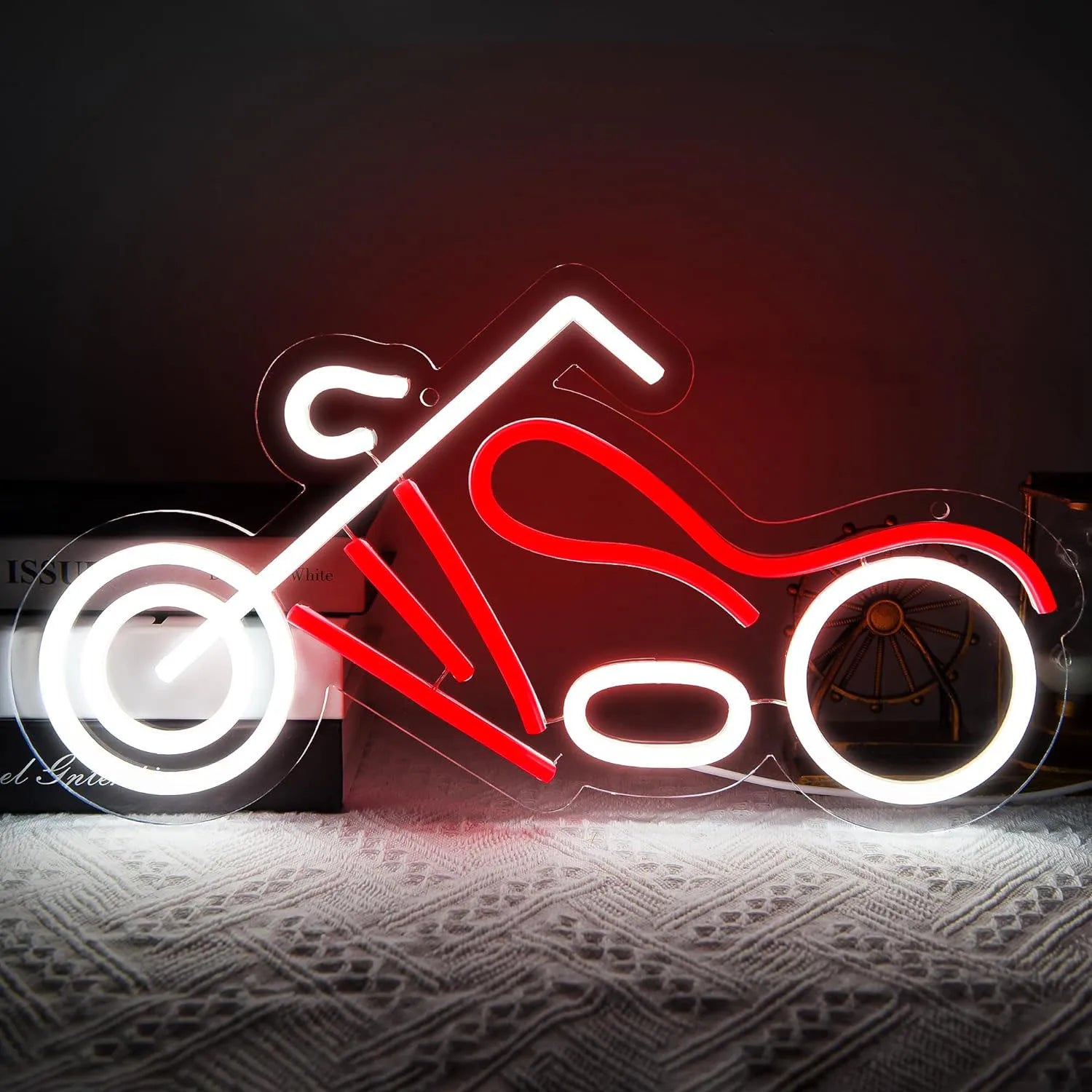 Retro Chopper Motorcycle Neon Sign Dimmable LED Neon Light for Man Cave Garage Biker Bar Game Room Bedroom Wall Decor USB Power
