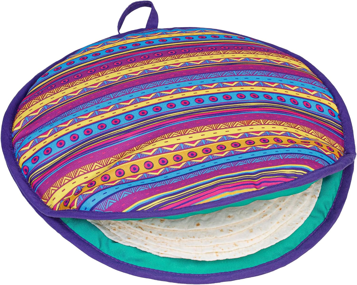 Tortilla Warmer Pouch (Multicolour, 12 Inch), Microwavable Fabric Tortilla Heater Pouch to Keep Tortillas Soft & Warm, Insulated Heat Keeper for Flour & Corn Shells, Ideal for Tacos & More by
