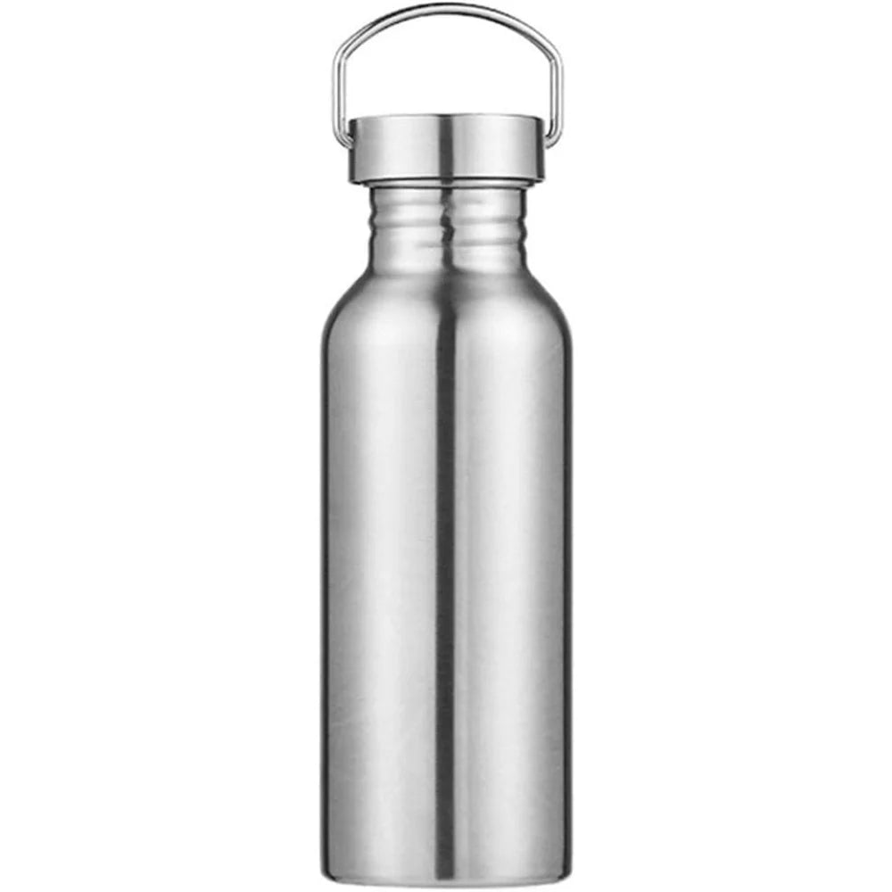 1000ML Stainless Steel Water Bottle, Non-Insulated Single-Wall, Dishwasher Safe, Plastic-Free 304 Metal Water Bottle, Wide-Mouth