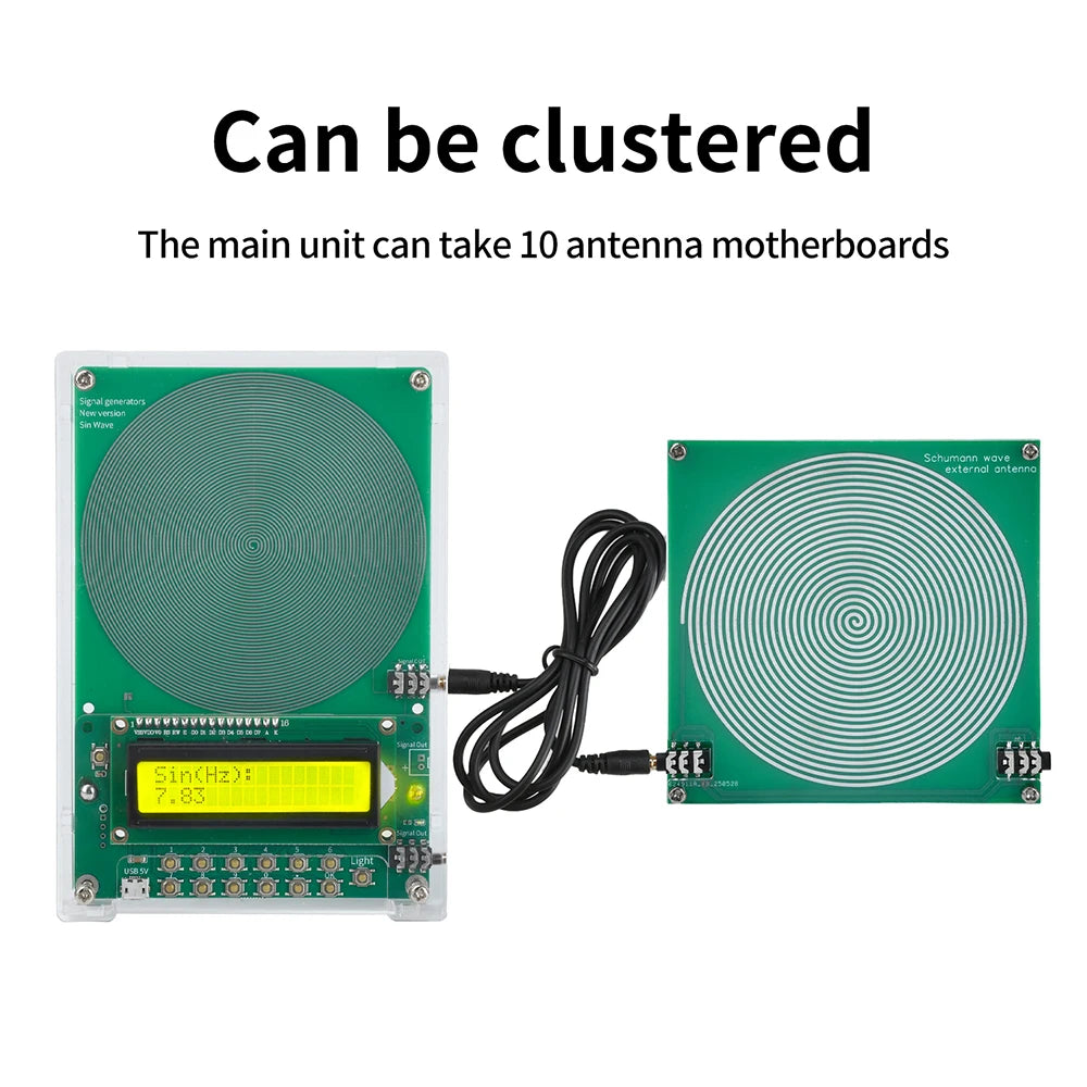 DC 5V Adjustable Frequency Schumann Wave Generator (0.1-99999Hz) Sine Wave Can Be Connected to External Antenna & Micro USB