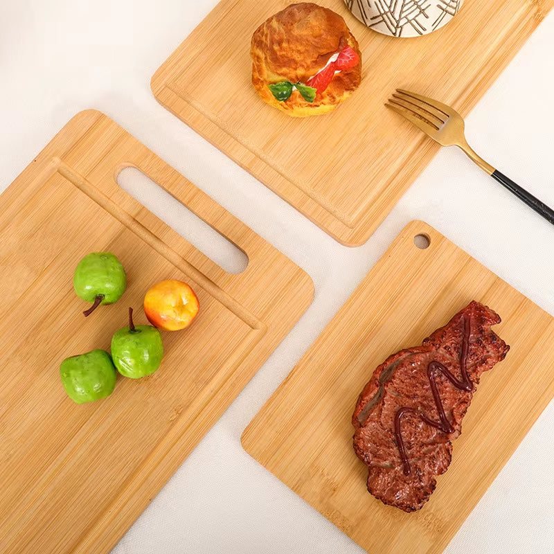 Double-Sided Bamboo Cutting Board - Natural Moso Bamboo Anti-Mold Kitchen Chopping Board