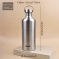 2L Drink Bottle Large Capacity Stainless Steel Single-Layer Metal Flask