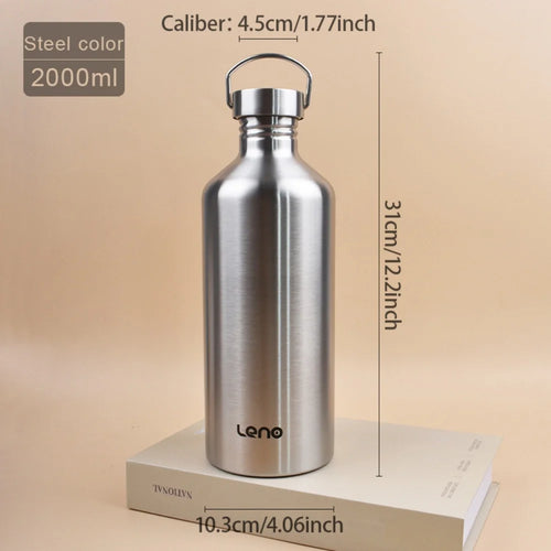 2L Drink Bottle Large Capacity Stainless Steel Single-Layer Metal Flask