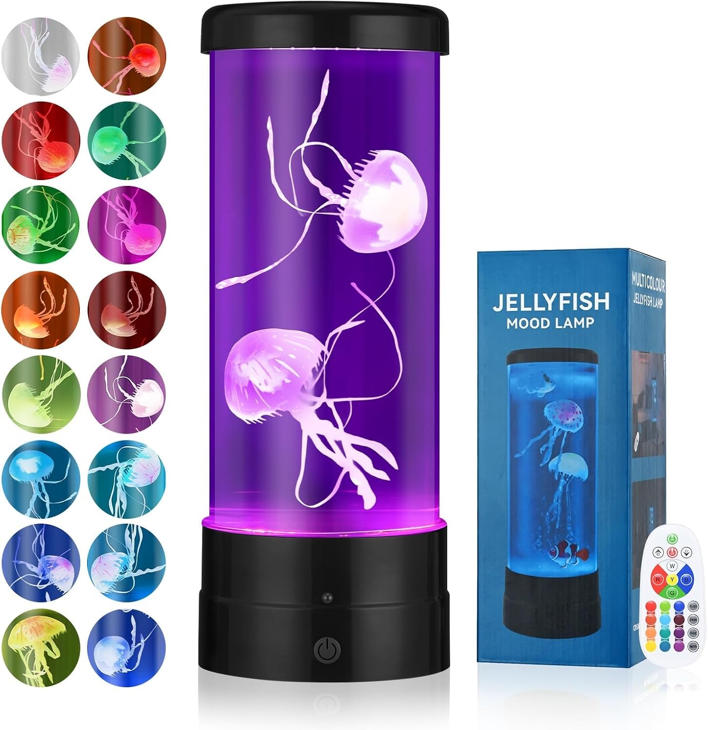 Jellyfish Lamp with 7 Colours, Electric Jellyfish Light Lamp with Auto Color Changing, Mood Table Lamp for Home, Office, Aquarium, Tank [Black]