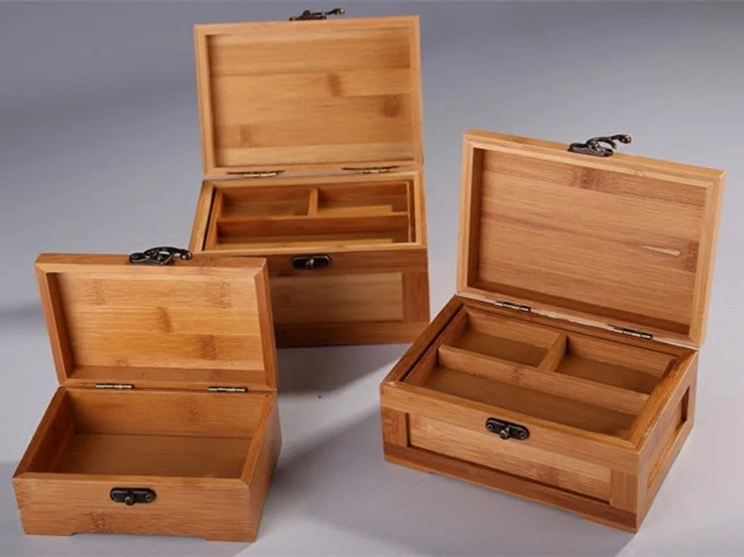 Bamboo Craft Princess Korean Bamboo Jewelry Box Wooden Jewelry Storage Box Small Collection Box Gift Box WF