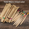 50Pcs Natural Bamboo Toothbrush Wood Toothbrushes Soft Bristles (nylon) Fiber Oral Care