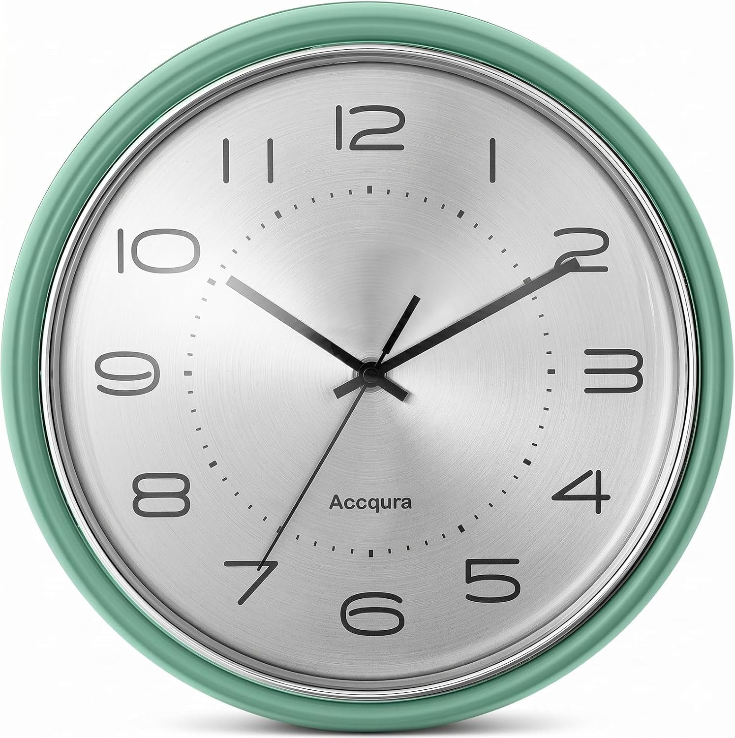 12 Inch Vintage Retro Wall Clock, Metal Dial Silent Non-Ticking Domed Glass Battery Operated, Design for Kitchen Living Room, Bedroom,Office (Sage Green)
