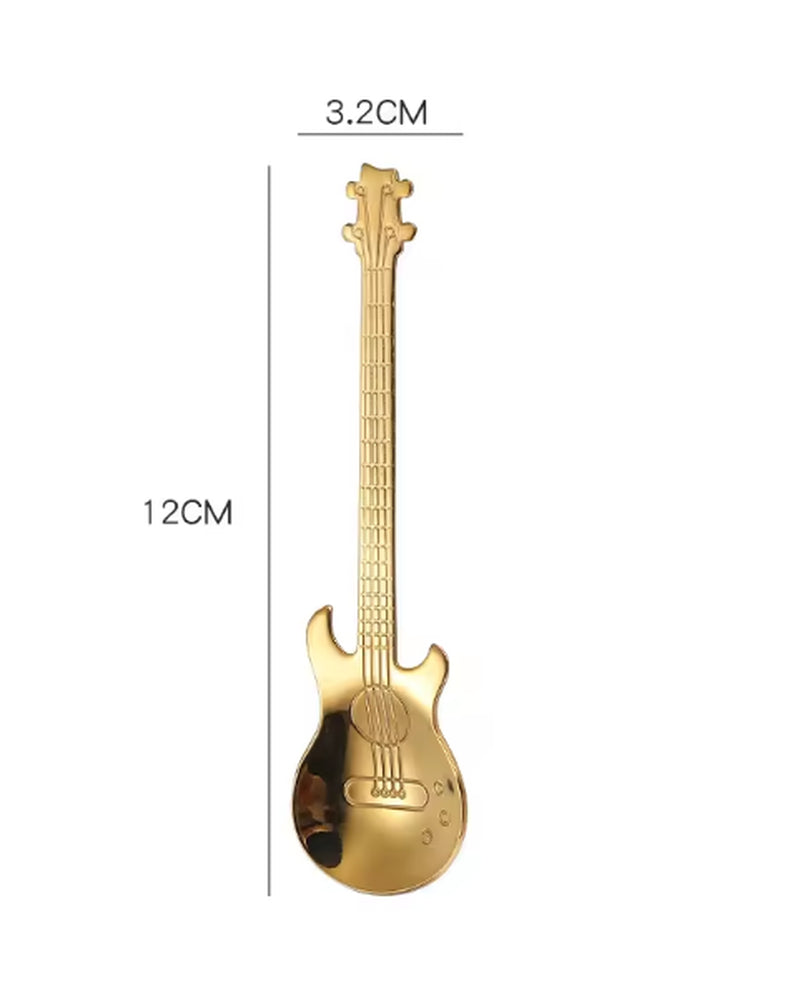 Silver Stainless Steel Guitar Shaped Tea Spoon Novelty Gift Party Dessert Music