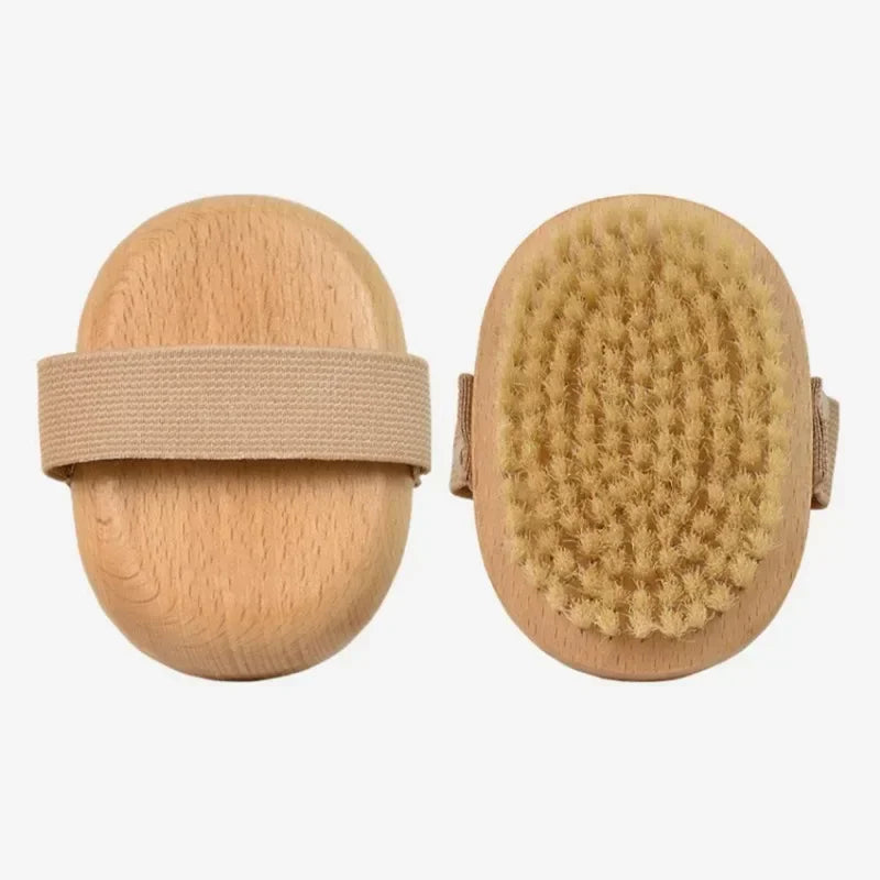 Spa Wooden Body Brush Natural Boar Bristle Exfoliating and Bathing Brush