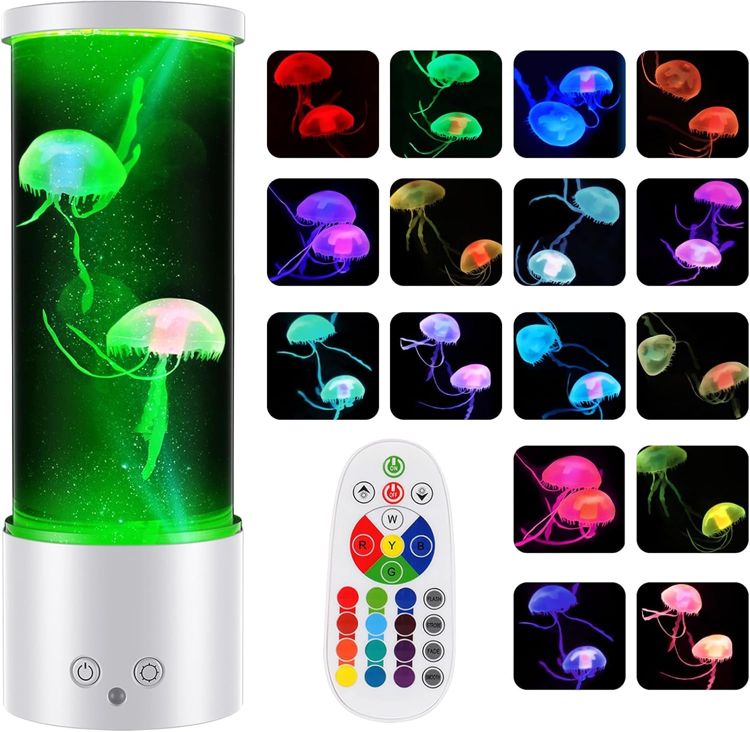 Jellyfish Lamp, Jelly Fish Light Lamp with Music Bluetooth Speaker & White Noise, 10 Color Changing Jellyfish Aquarium with Speed Control Sensory Mood Light for Relax, Christmas Gift for Kids